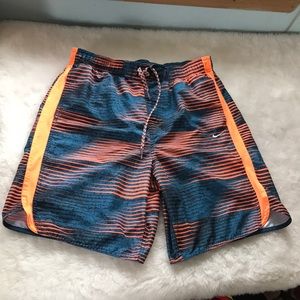 Nike teal orange modern stripe board shorts L